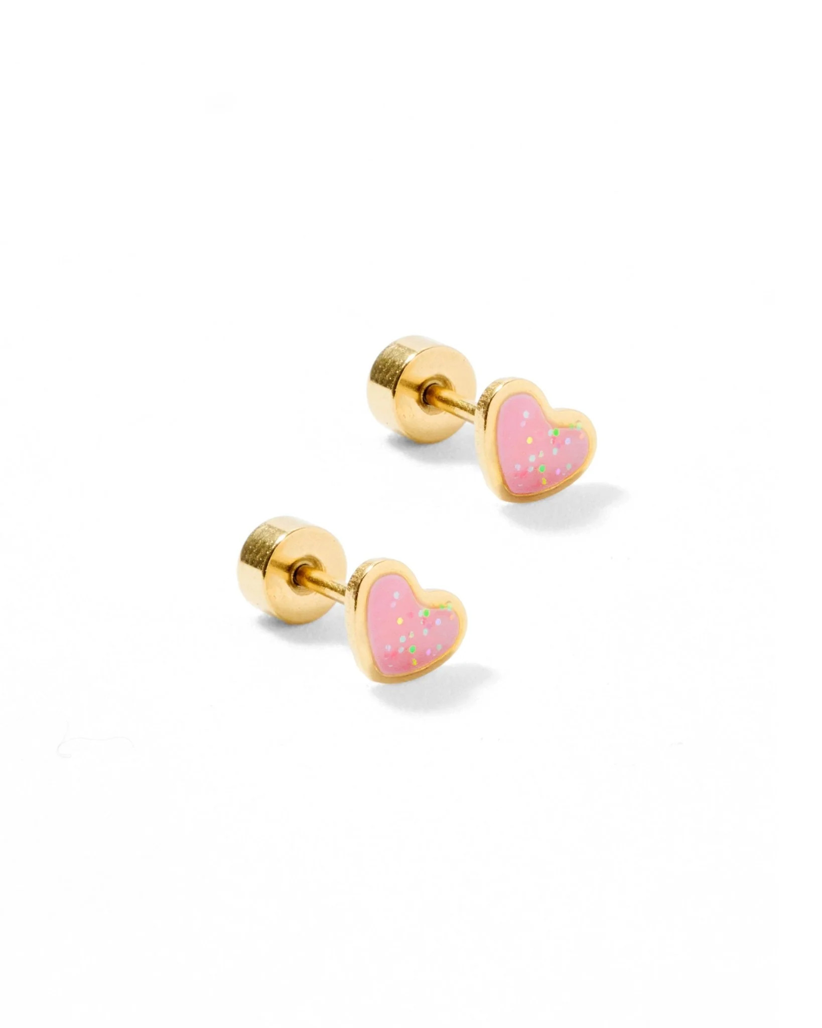 Screwback Stud Earrings - Nora Heart Pink - Shop LINNY CO | LINNY CO LLC