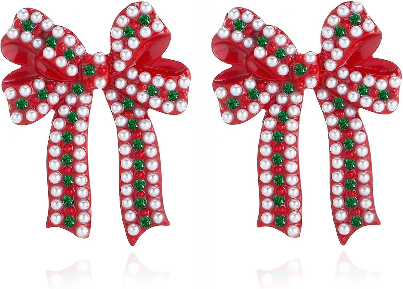 Merry Christmas Earrings Rhinestone Statement Earrings Xmas Tree Bow Bulbs Cane Reindeer Santa Sn... | Amazon (US)