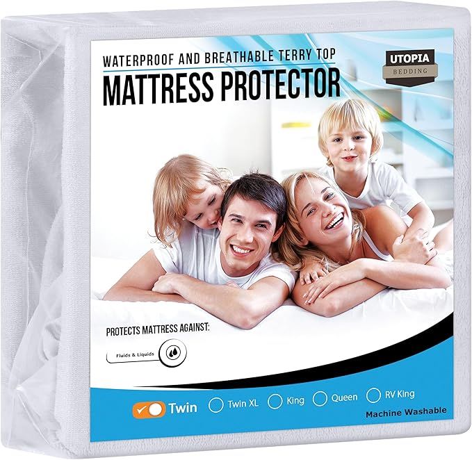 Utopia Bedding Waterproof Mattress Protector Twin Size, Premium Terry Mattress Cover 200 GSM, Bre... | Amazon (US)