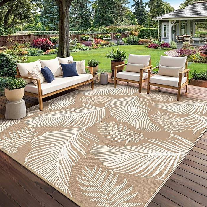 Pauwer Waterproof Outdoor Rug 8x10, Reversible Plastic Straw Patio Camping Rug, Indoor Outdoor RV... | Amazon (CA)