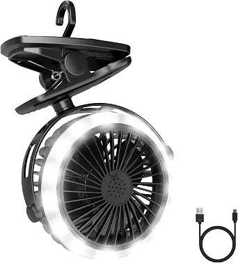 Lepro Camping Lantern with Camping Fan, Rechargeable Fan, 2 Lighting Modes, 3 Speed Settings Fan,... | Amazon (US)