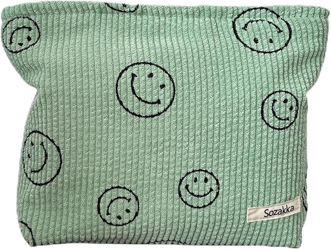 Cosmetic Bags for Women - Corduroy Cosmetic Bag Aesthetic Women Handbags Purses Smile Dots Makeup... | Amazon (US)