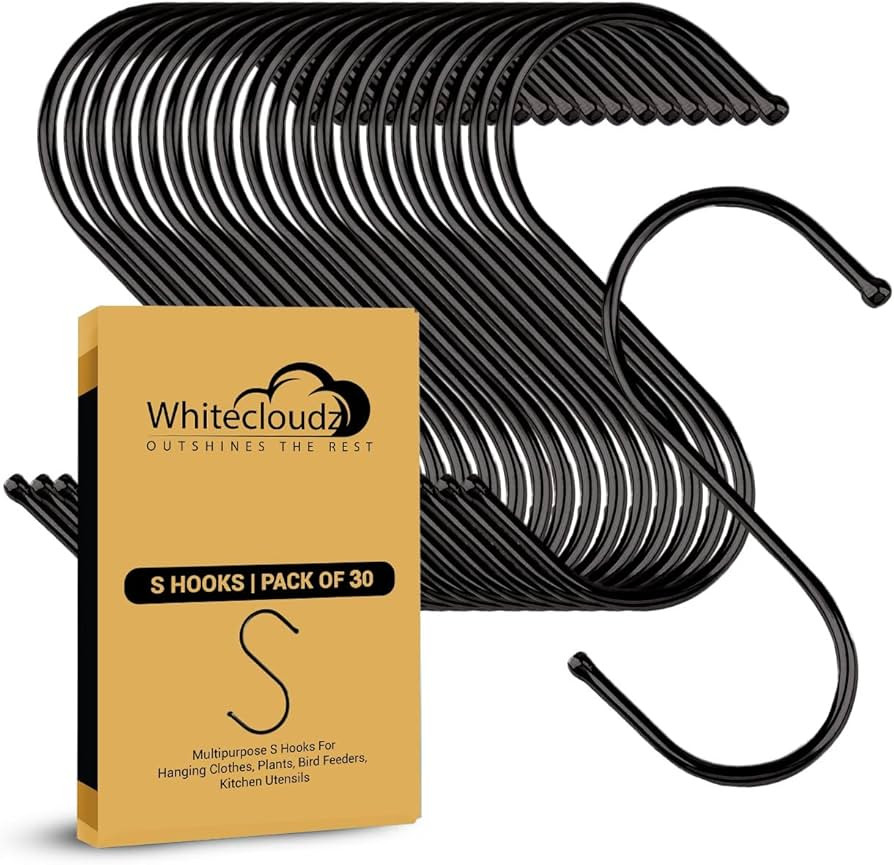 30 Pack Black S Hooks for Hanging Plants, Metal Hooks for Hanging, S Hooks for Hanging Heavy Duty... | Amazon (US)