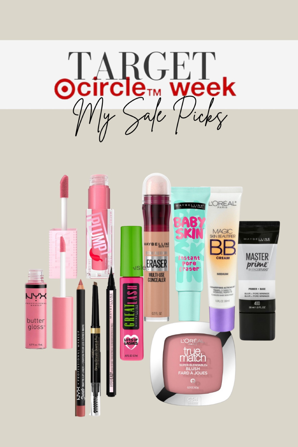 Target Circle Week — My top picks make up products✨ all under $$10 sale! 

#targetcircle #targetcircleweek #targetdeals #targetmakeup #targetfinds #targetsalefinds #makeup #makeupproducts #beautyproducts #beauty #beautyfind #nyx #nyxgloss #maybeline #maybelinebeauty #primer #foundationprime #mascara #lipgloss #eyeliner #blush #makeupblush #loreal #lorealmakeup #beautyprodutsmusthaves #beautyfindsunder10 

#LTKSummerSales #LTKSaleAlert #LTKBeauty