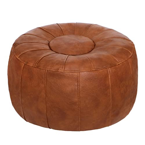 Thgonwid Unstuffed Handmade Moroccan Round Pouf Foot Stool Ottoman Seat Faux Leather Large Storag... | Amazon (US)