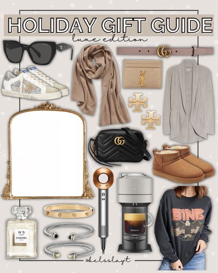 Gift guide luxury edition, gift guide luxe gifts, splurge gift ideas, gift her her, gift guide for her, Gucci crossbody, Anthro mirror, dyson hair dryer, David yurman bracelet, barefoot dreams cardigan, Tory Burch earrings, Gucci belt, cashmere scarf, golden goose, Ugg ultra mini, Joe Malone perfume

#LTKHoliday #LTKGiftGuide #LTKCyberweek