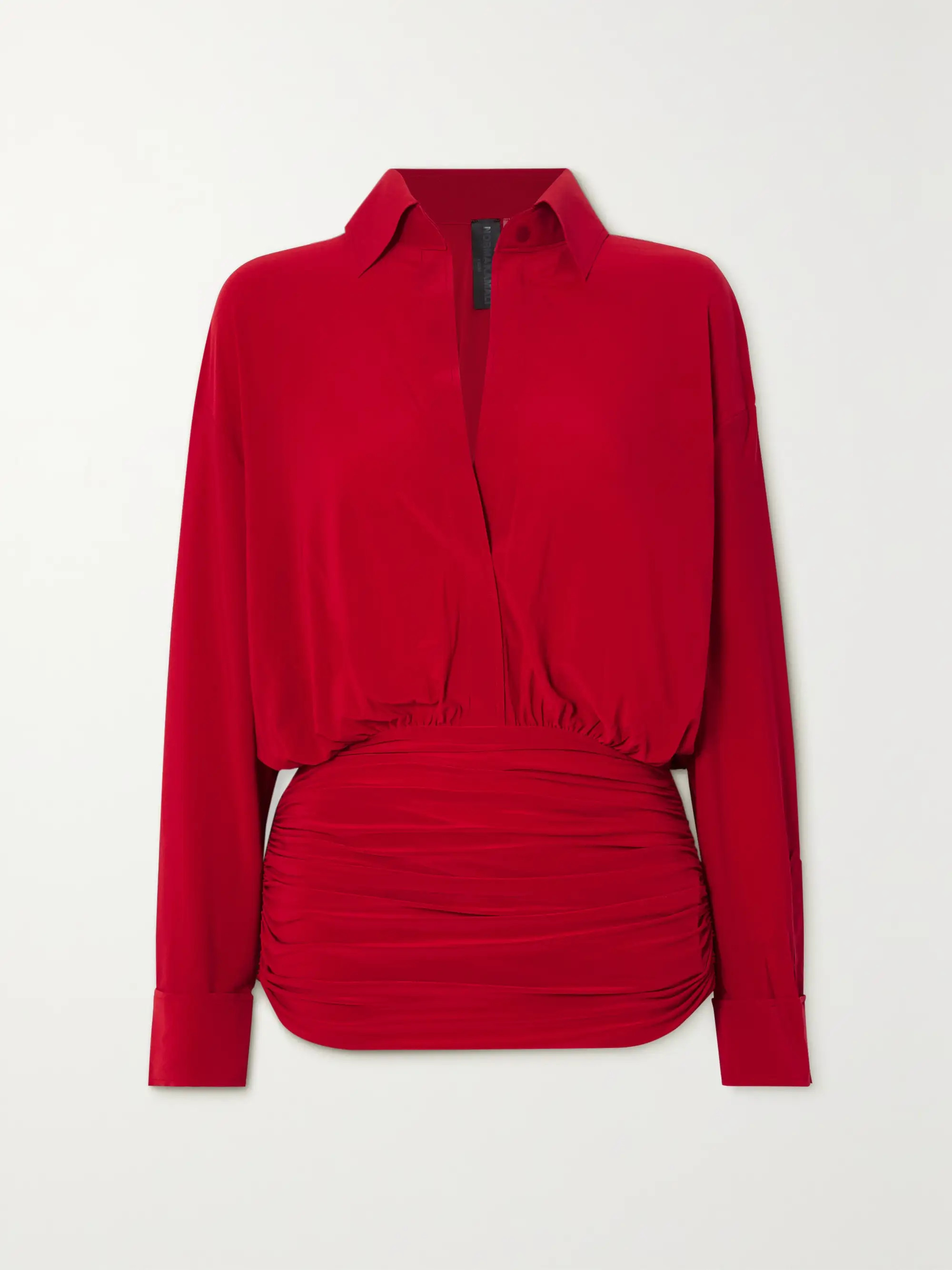 Ruched stretch-crepe mini dress | NET-A-PORTER (US)