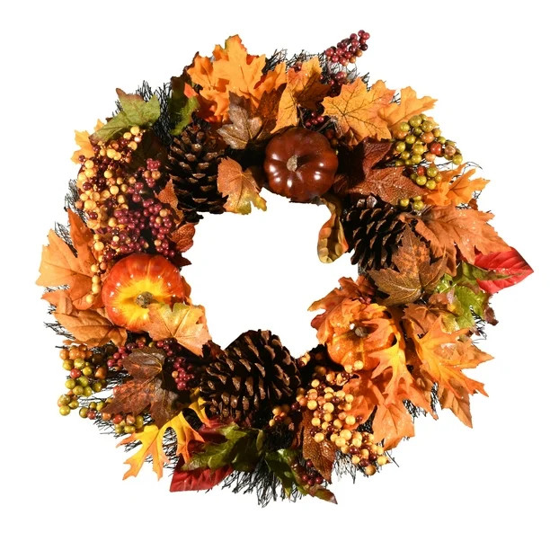 Way to Celebrate Harvest Floral Wreath, 22" D - Walmart.com | Walmart (US)