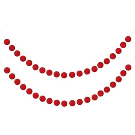 Jishi 3-Pack Pom Pom Garland Red and White Felt Ball Ornament Garland Christmas Decorations, Cute... | Amazon (US)