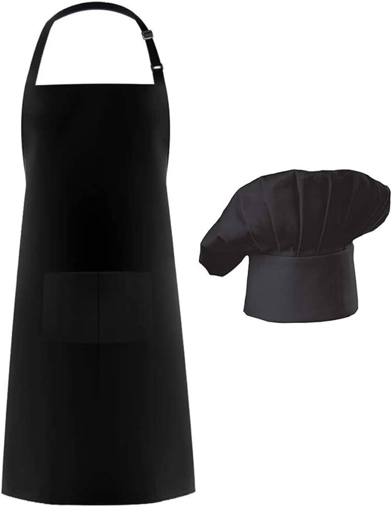 Hyzrz Chef Apron Hat Set, Chef Hat and Kitchen Apron Adult Adjustable Apron with Butcher Hat Bake... | Amazon (US)