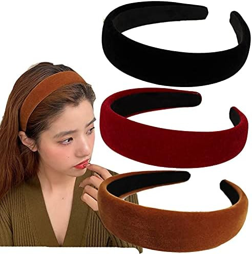 Headbands for Women Velvet Wide Headband Soft Padded Head Bands Diademas Para Mujer De Moda Hairband | Amazon (US)