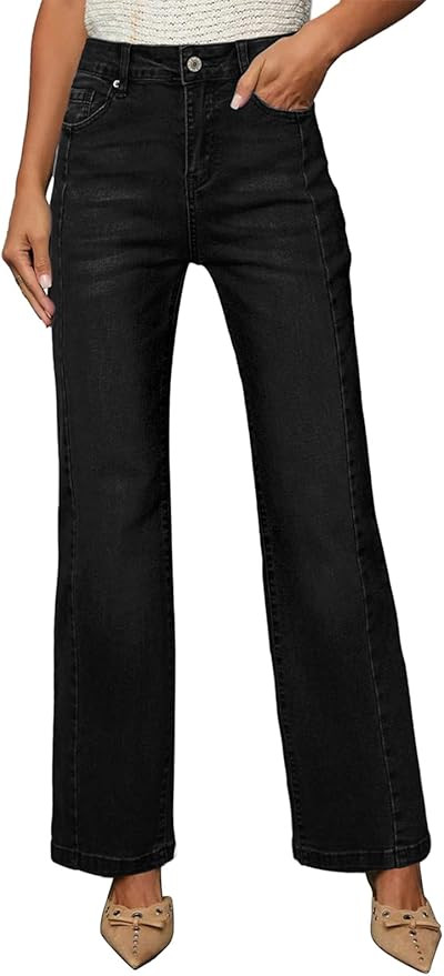 Sidefeel Women's High Waist Straight Leg Jeans Stretch Ankle Bootcut Jeans with Pockets | Amazon (US)