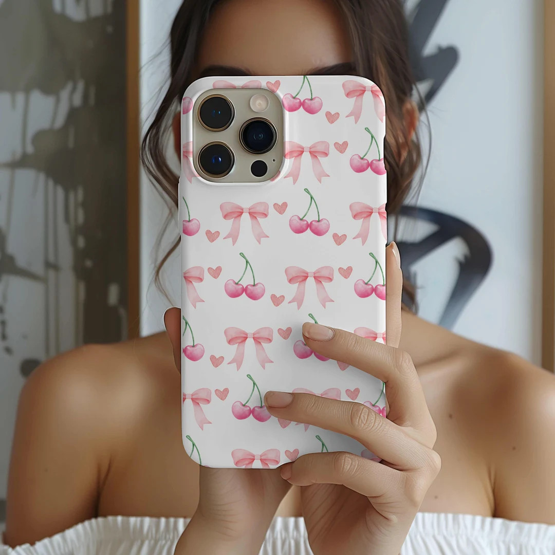 Coquette Phone Case, Coquette Lover Gift, Cherry Phonse Case, Pink Bow Phone Case, Spring Phone C... | Etsy (US)