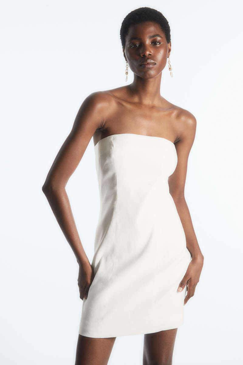 LINEN-BLEND MINI BUSTIER DRESS - OFF-WHITE - Dresses - COS | COS (US)