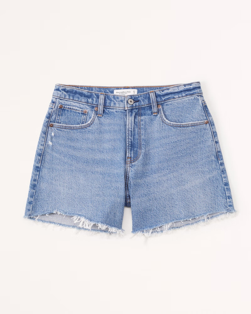 Women's Curve Love Mid Rise Baggy Short | Women's Bottoms | Abercrombie.com | Abercrombie & Fitch (US)