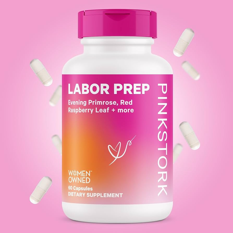 Pink Stork Labor Prep - Evening Primrose Oil Capsules with Red Raspberry Leaf Tea, Folate, and Ca... | Amazon (US)
