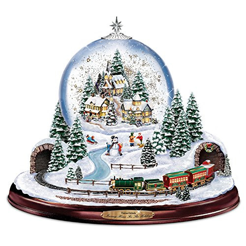 The Bradford Exchange Thomas Kinkade Journey Home for The Holidays Christmas Snow Globe Decoration with Musical Illuminated Village Miniature Moving Train Plays 8 Xmas Melodies 9.5"-Inches | Amazon (US)