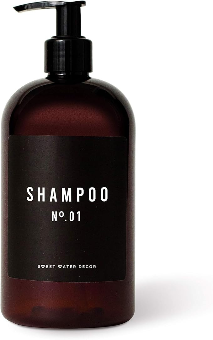 Sweet Water Decor Amber Plastic Refillable Soap Dispensers | Farmhouse Bathroom Bottles | 16 oz R... | Amazon (US)