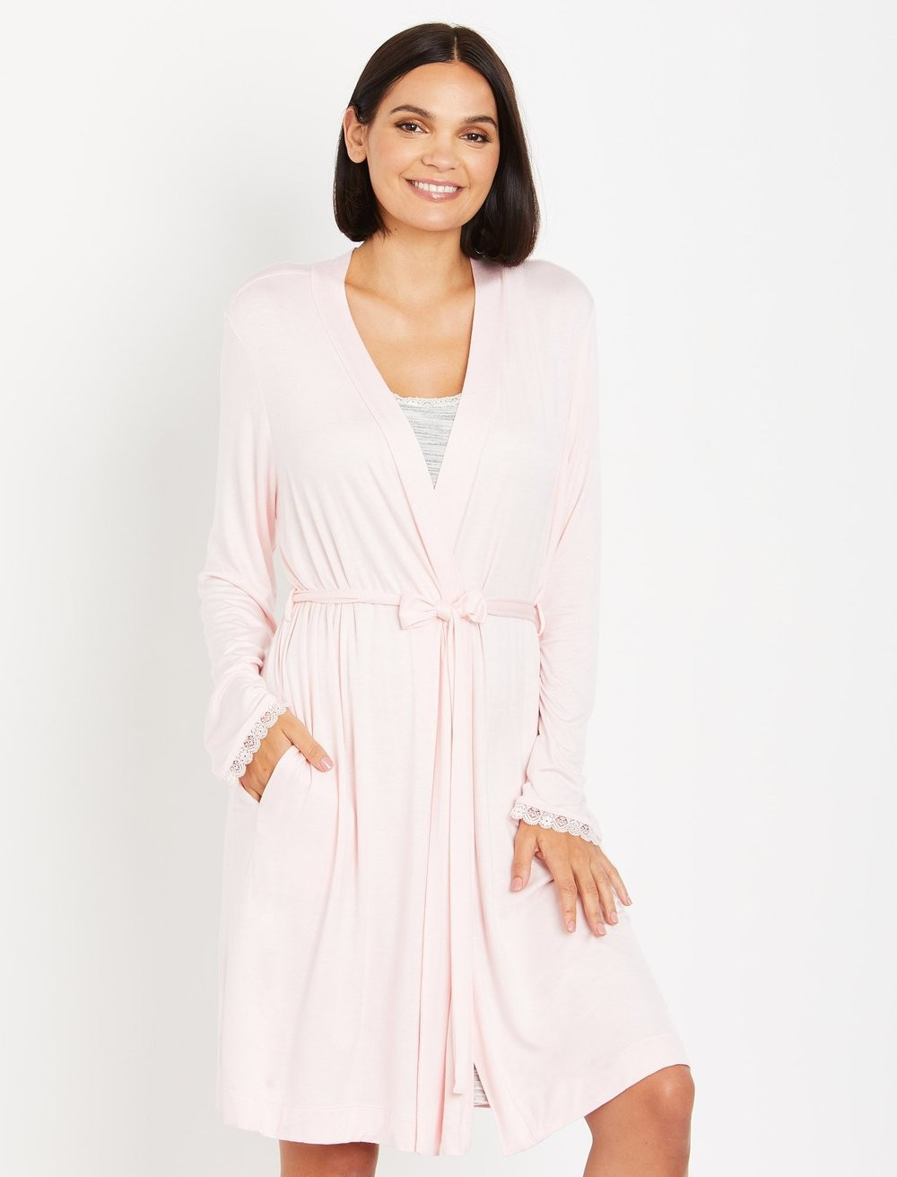 Lace Trim Sleep Nursing And Maternity Robe | Motherhood Maternity