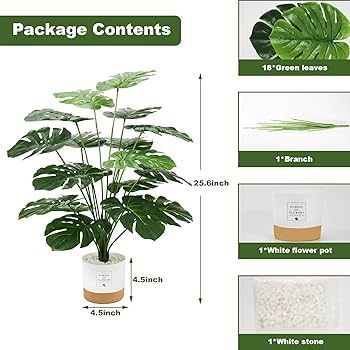 Guheake 26" Fake Plants Large, Tropical Palm Tree Artificial Monstera Faux Plant Tree with Pot fo... | Amazon (US)