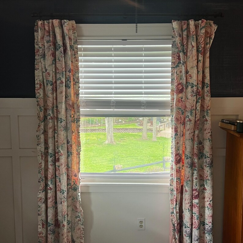 Vintage 1990s Cotton Cottage Rose Curtains Drapes Set of 2 Lined - Etsy | Etsy (Global)