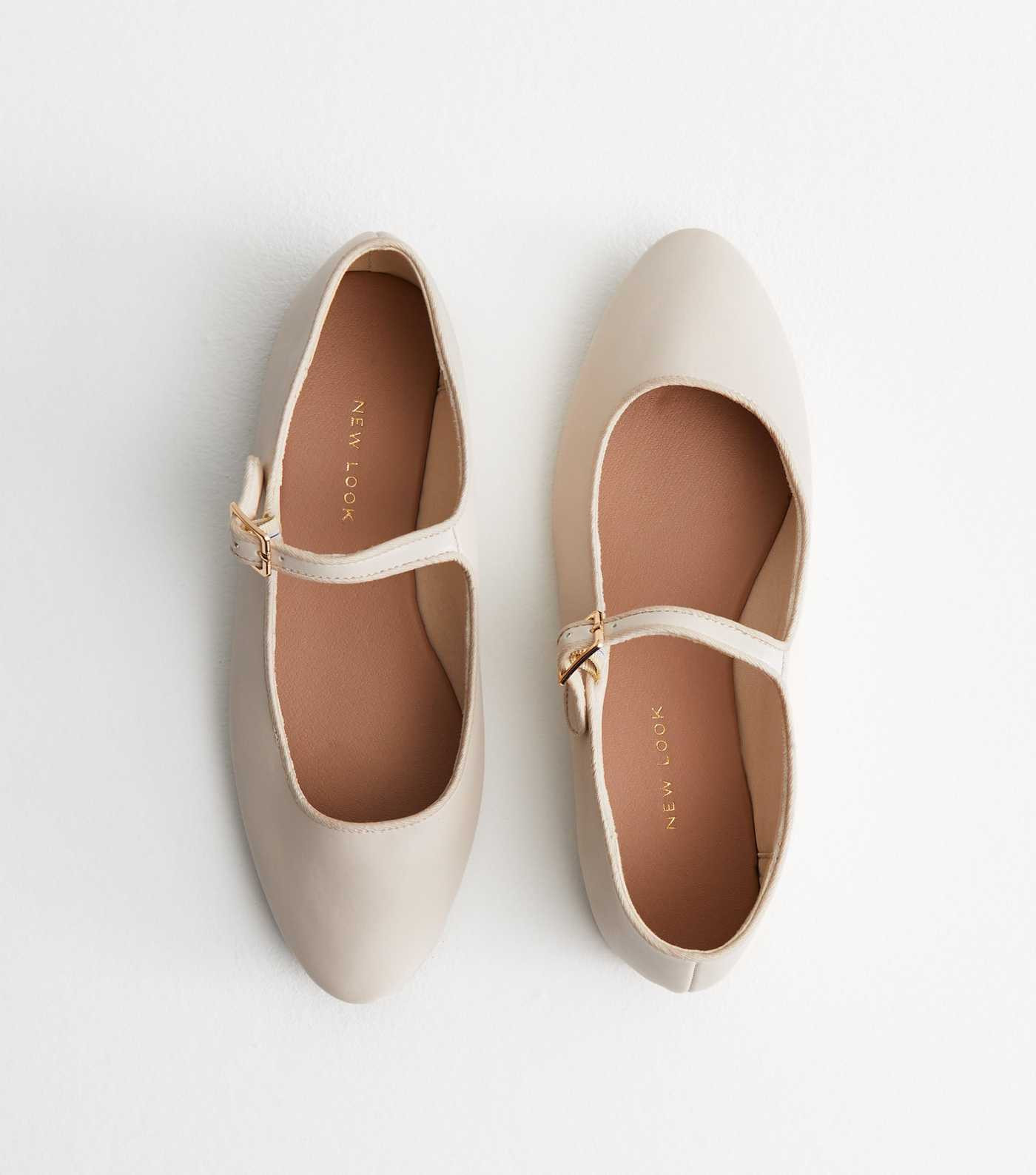 Off White Leather-Look Strappy Ballerina Pumps
						
						Add to Saved Items
						Remove from ... | New Look (UK)