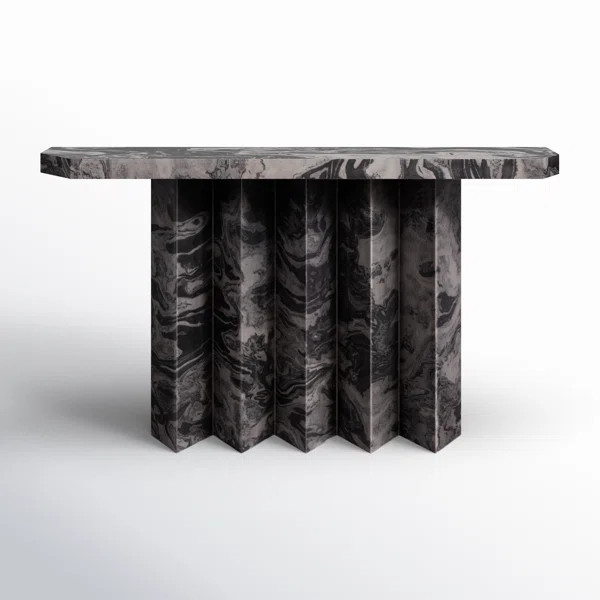 Joss & Main Marquette Marble Console Table, Black 2Bx | Joss & Main