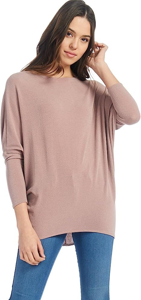 Womens Casual Pullover Dolman Long Sleeve Pullover Loose Fit Blouse Knit Top | Amazon (US)