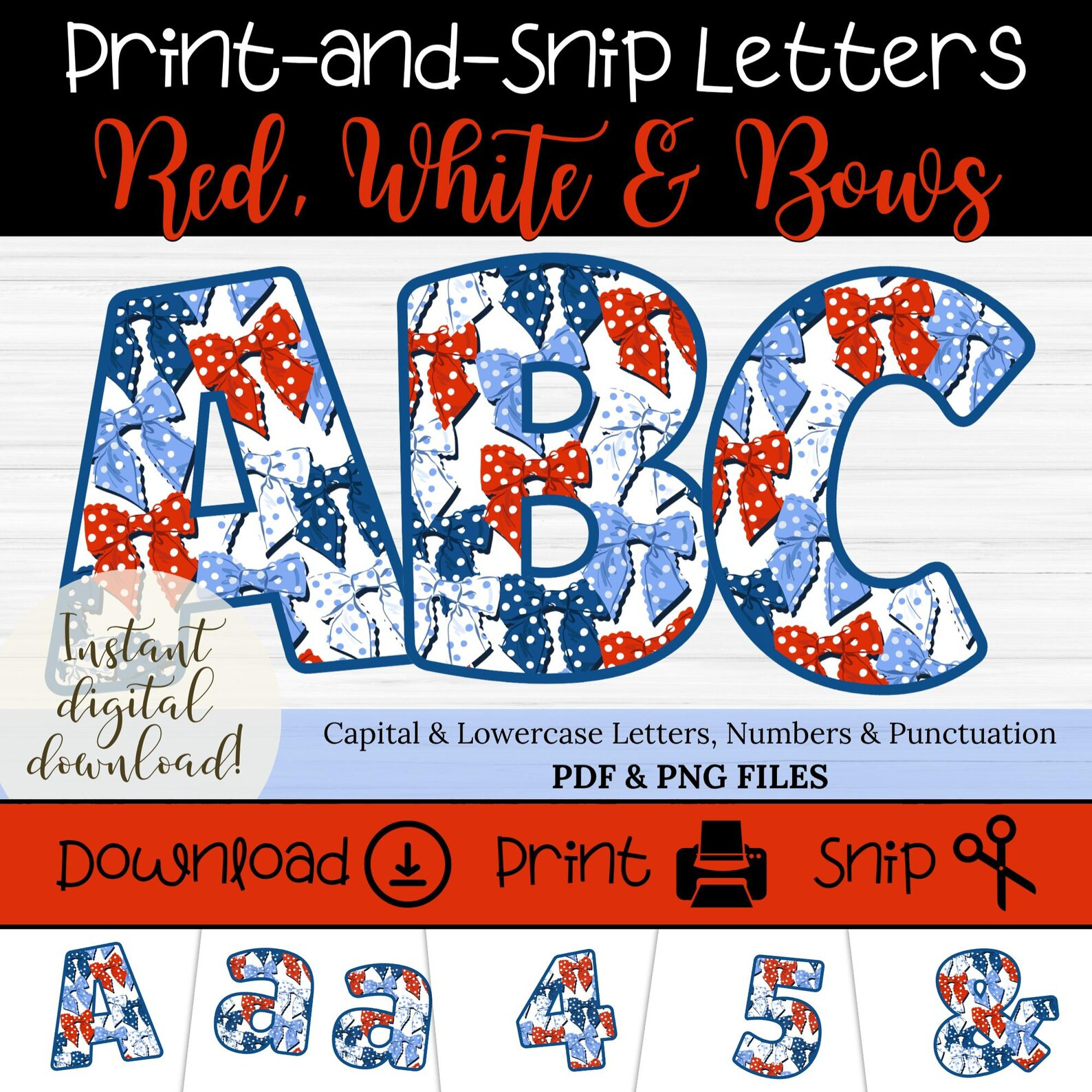 Patriotic Bulletin Board Letters: Preppy Bows Theme (PDF & PNG Downloads) | Etsy (Global)