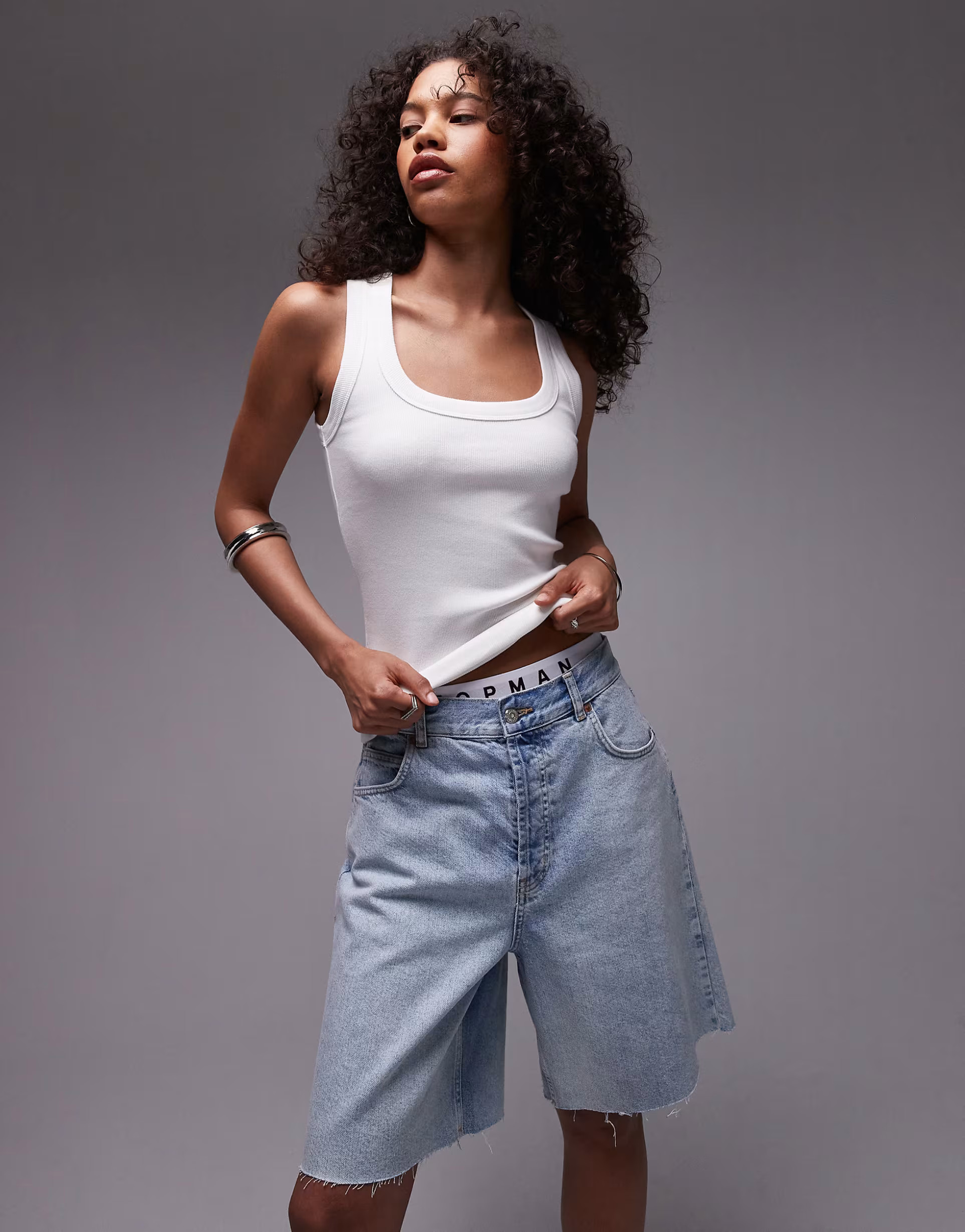 Topshop rib scoop vest in white | ASOS (Global)