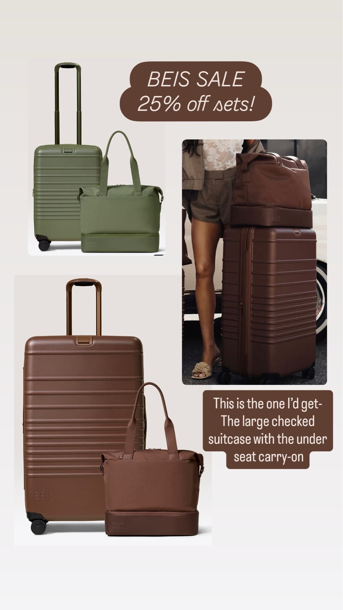 @beistravel luggage sets 25% off ✈️ 🧳 I LOVE the new colors. #luggage #suitcase #carryon #travel

#LTKSaleAlert #LTKTravel #LTKHome
