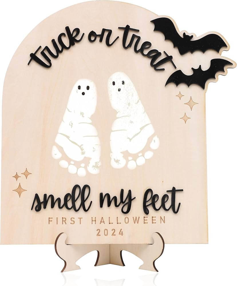 DIY Halloween Footprint or Handprint Art Sign | Trick or Treat | My Little Boo | Baby’s First H... | Amazon (US)