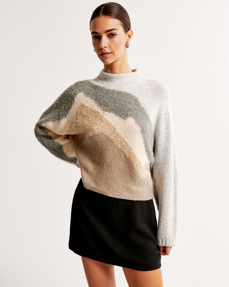 Women's Intarsia Mockneck Dolman Sweater | Women's New Arrivals | Abercrombie.com | Abercrombie & Fitch (US)