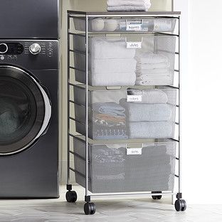 Elfa Platinum Laundry Sorter Drawer Unit | The Container Store