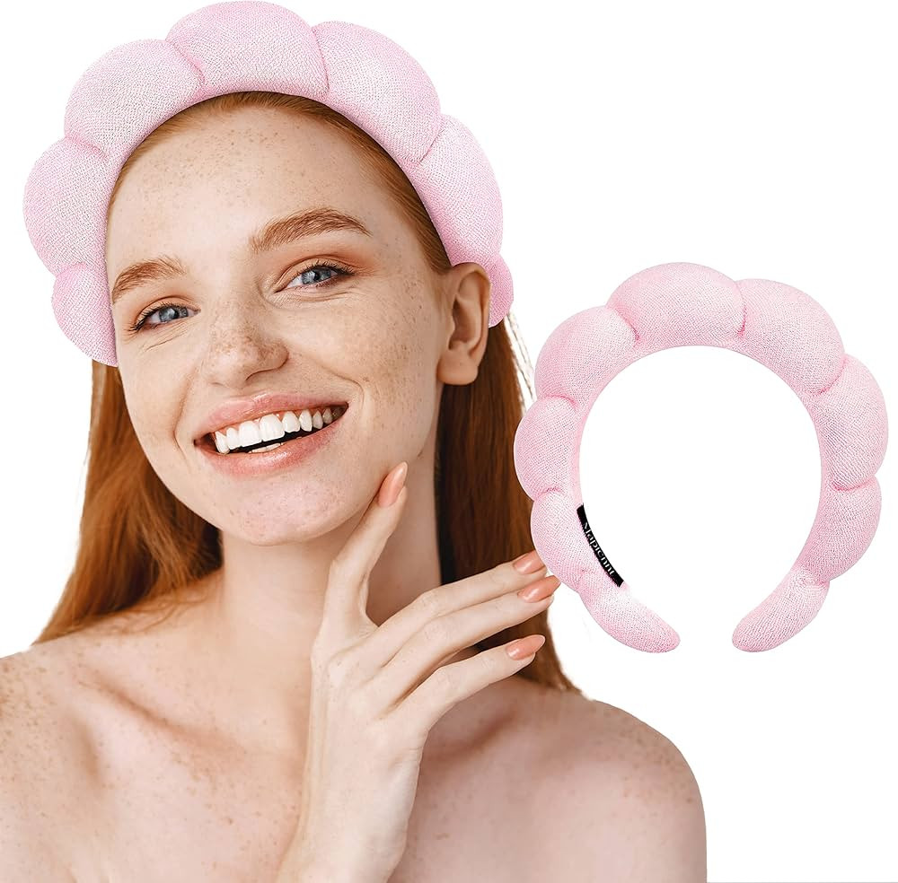 MAPICNNT Spa Headband for Washing Face, Cute Pink Makeup Headband, Puffy Spa Headband, Terry Towe... | Amazon (US)