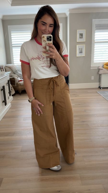 Latest OBSESSION! These pants are so good, the wide leg is everything. Stretchy and so comfy. They’re not for tall girlies,
I’m 5’4 on a good day and they’re perfect. Wearing a medium 

#LTKShoeCrush #LTKFindsUnder100 #LTKVideo
