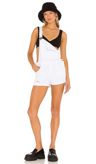 Carmen Denim Short Overalls in White | Revolve Clothing (Global)
