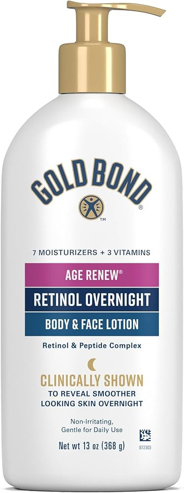 Gold Bond Age Renew Retinol Overnight Body & Face Lotion, With Retinol & Peptide Complex, 13 oz. | Amazon (US)