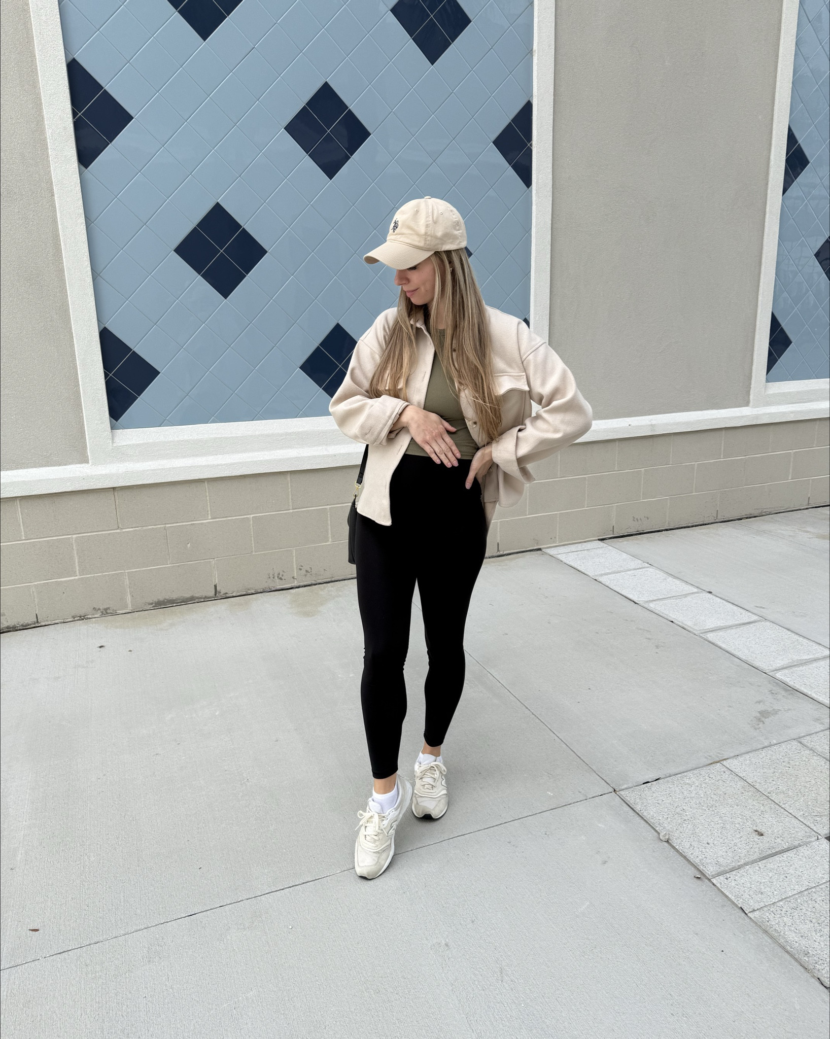 My maternity uniform is pretty similar to my regular uniform!
Love a cropped tank, comfy legging and an outer layer like a shacket or chambray shirt. 
The baseball cap and New Balance sneakers are a MUST  
@ralphlauren 
#LTKgrwm #LTKBump #LTKootd