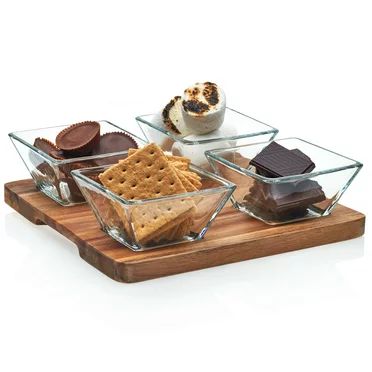 Libbey Acaciawood 4-Piece Cheese Board Serving Set with Glass Dome - Walmart.com | Walmart (US)