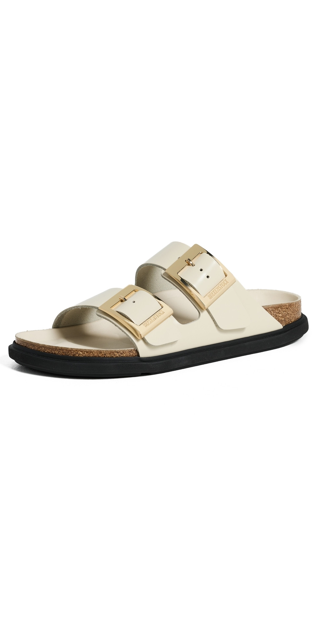 Birkenstock Arizona Droplet Buckle High Shine Sandals Ecru 37 | Shopbop