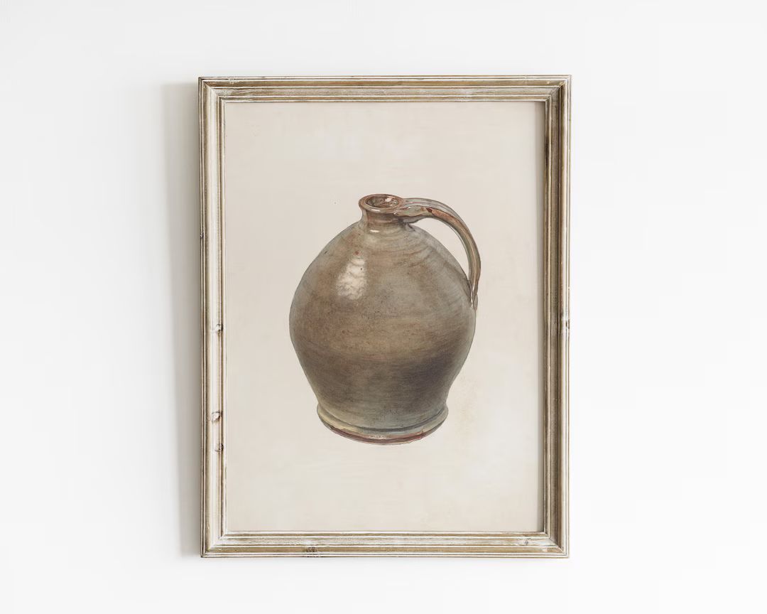 Neutral Warm Aesthetic Decor Art Print Vintage Earthen Jar - Etsy | Etsy (US)