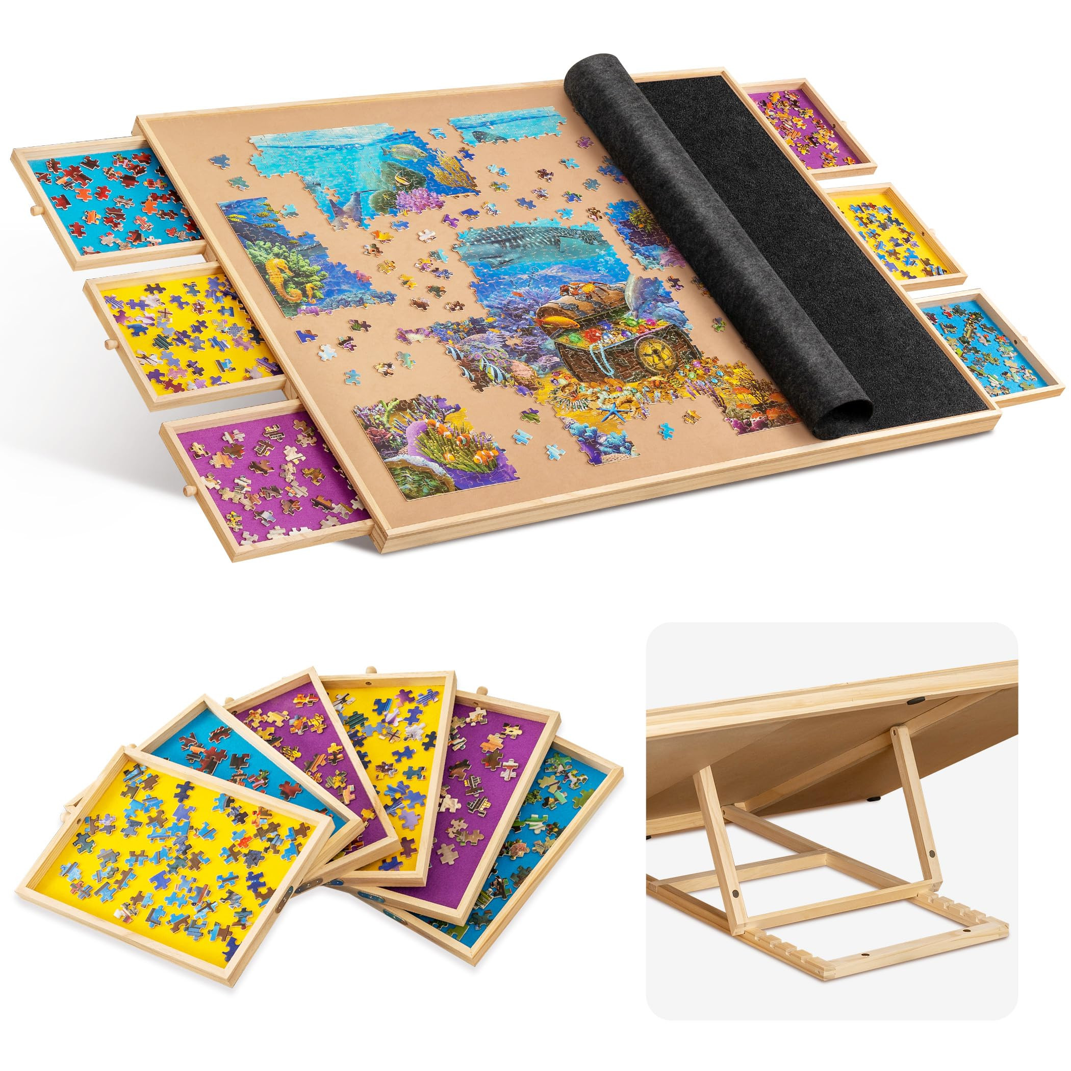 Becko US 2000-pc Tilting Jigsaw Puzzle Board with 6 Colored Drawers & Cover, Jigsaw Puzzle Table ... | Amazon (US)