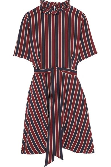 Striped silk crepe de chine mini dress | NET-A-PORTER (US)