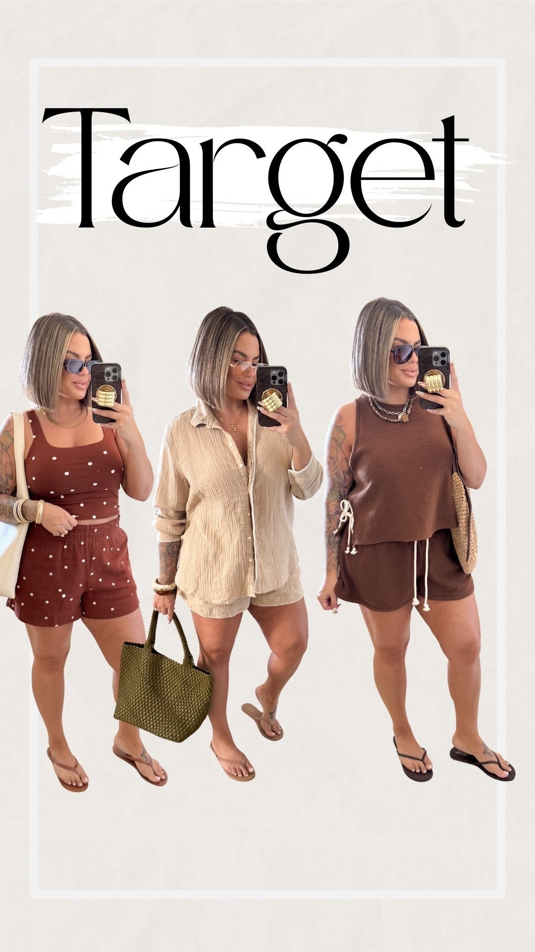 @Target outfits under $50 for both top and bottom ! 

Polka dot tank M 
Polka dot shorts L 
Long sleeve top sized up 2 sizes for oversized fit I’m wearing xxl in the top and L in the shorts 
Brown tank M it’s very oversized size down 
Brown shorts L 

#target #ad

Comment SHOP below to receive a DM with the link to this post on my LTK ⬇ https://liketk.it/6f6LH

https://liketk.it/6f6LH