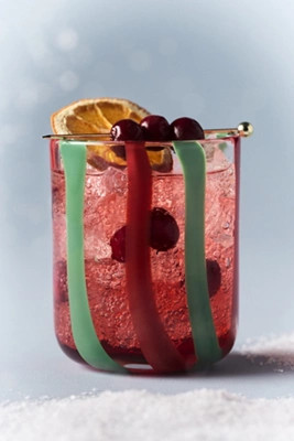 Ribbon Stripe Holiday Icon Juice Glass | Anthropologie (US)