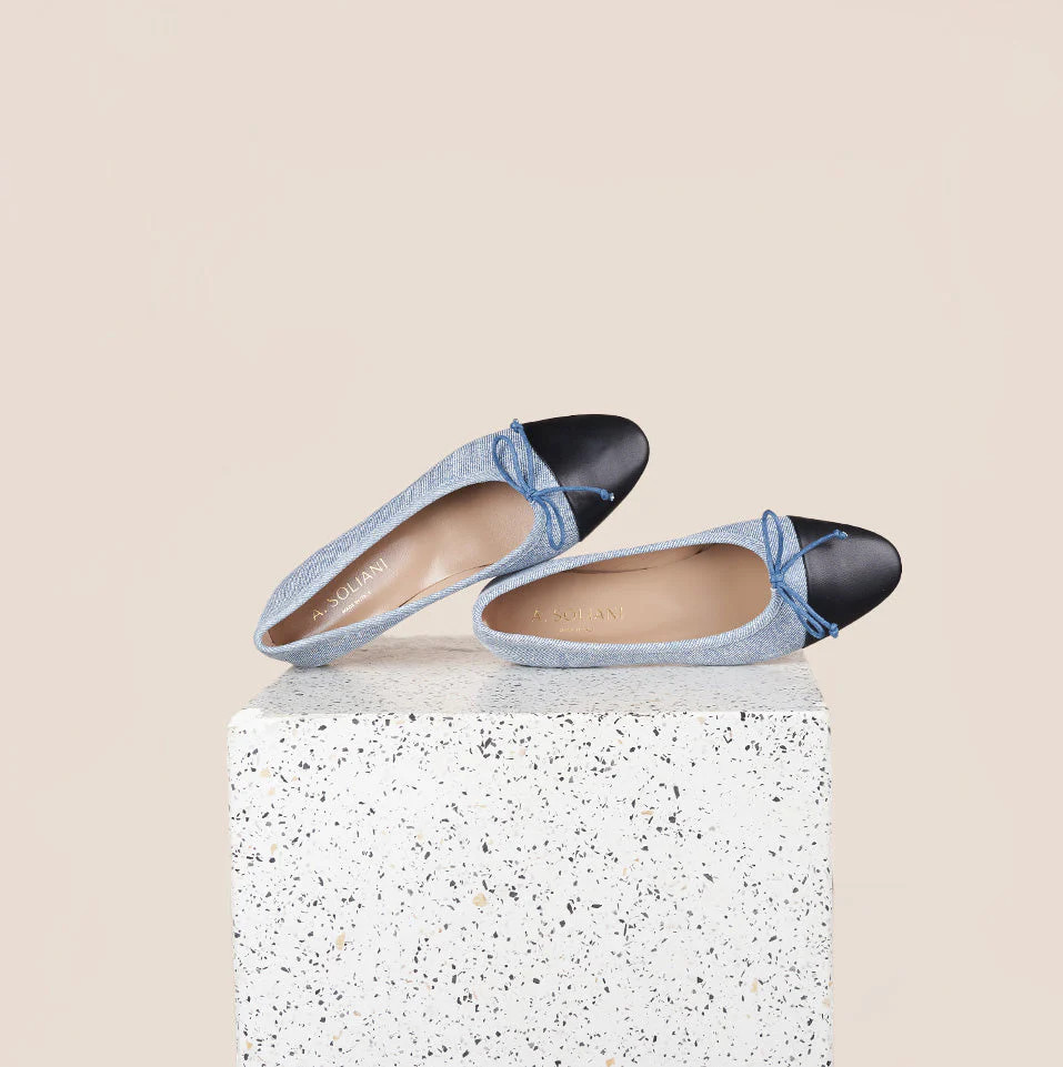 Como Ballet Flat in Denim/Black | A. Soliani | A.Soliani