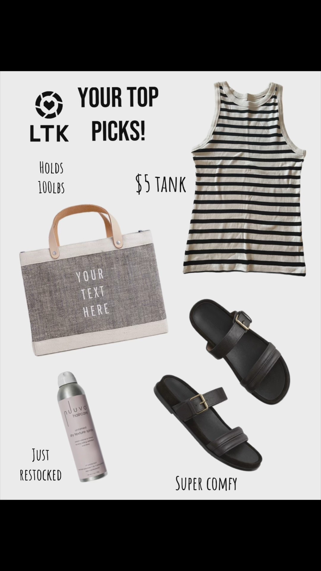 You girls have great taste! These were the top picks this month—our most loved: the cute but also comfy shoes, a perfect everyday tank, the Nuuvo dry texture spray (hello volume!), and the chicest market bag. Linking them all here before they sell out again! #LTKFinds

#LTKxMadewell #LTKFindsUnder50 #LTKSaleAlert