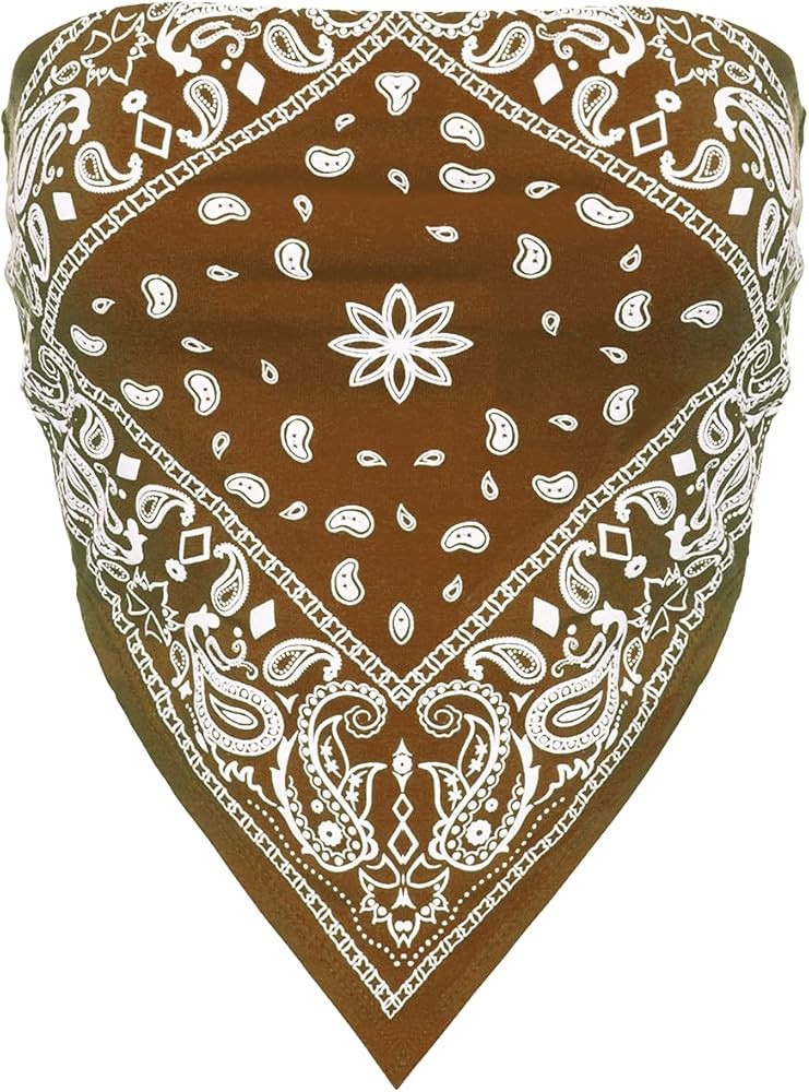 Design by Olivia Women's Sexy Paisley Print/Solid Bandana Tube Crop Top Shirt- Made in USA | Amazon (US)