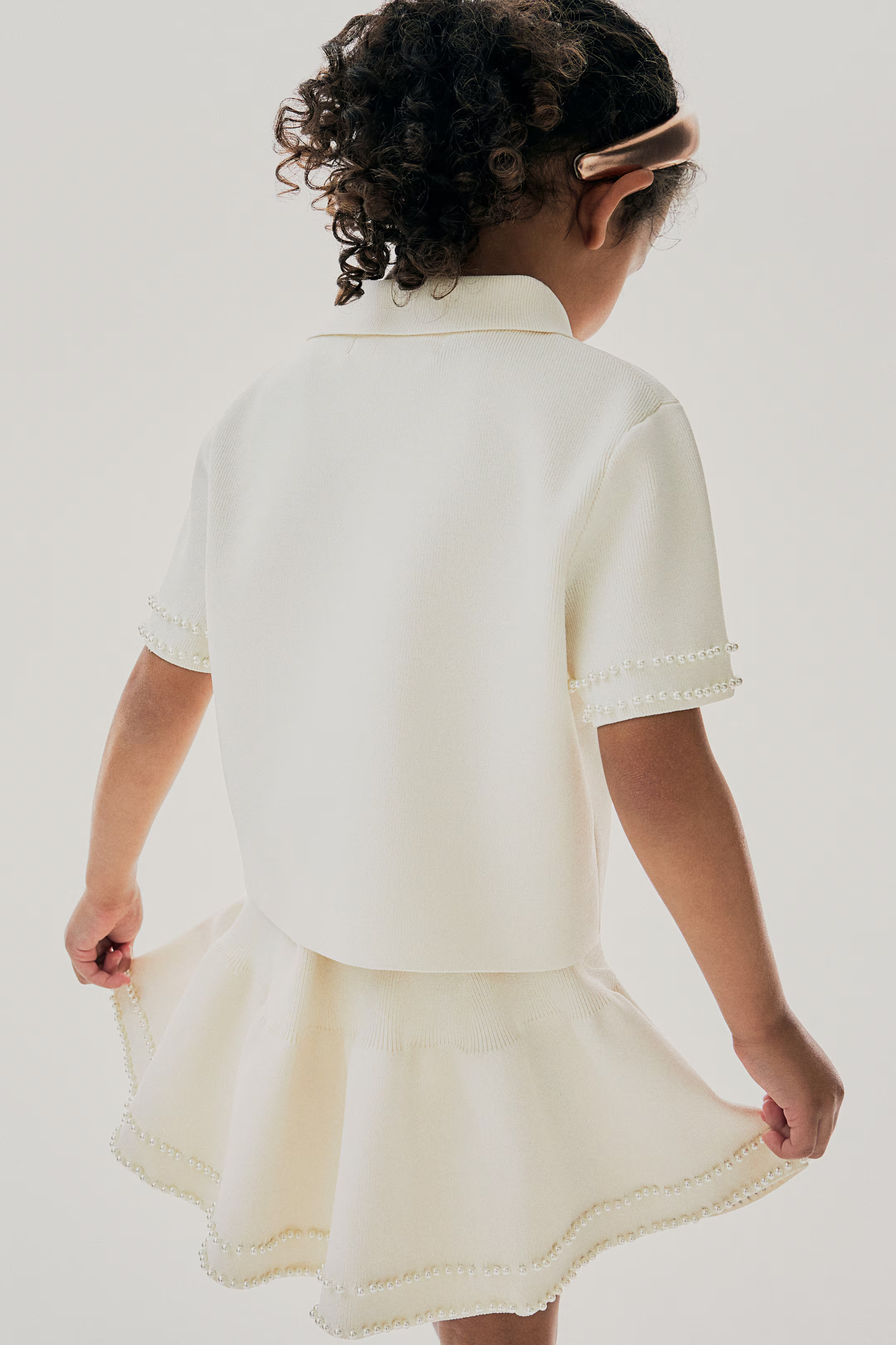 Bead-Embellished Knit Skirt - Cream - Kids | H&M US | H&M (US + CA)